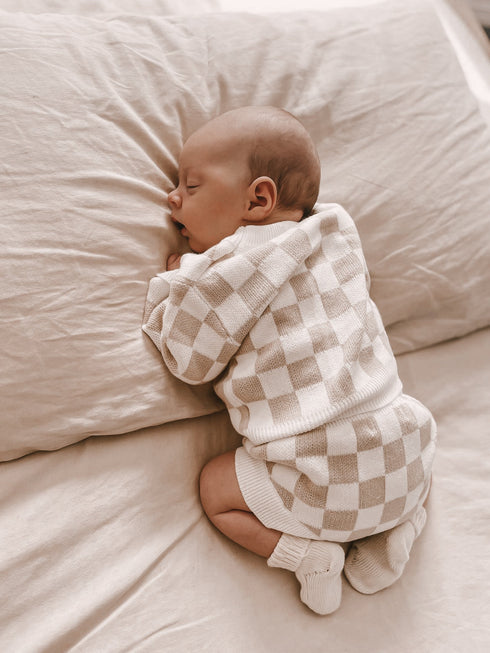 checkered-jacquard-pullover-sweater Luna and Luca Newborn Baby Clothes